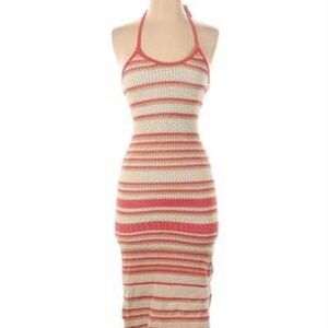 Striped Long Orange and Cream Dress